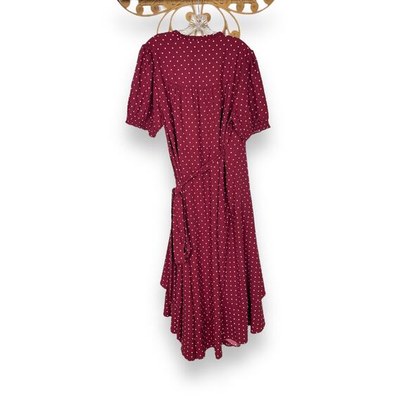 Draper James Naomi Wrap Dress in Merlot Polka Dot 18 - Picture 6 of 7